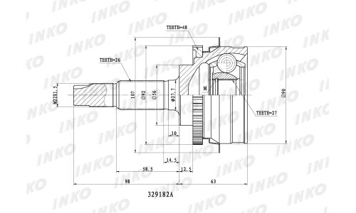 ШРУС INKO, внешний, арт. 329182A