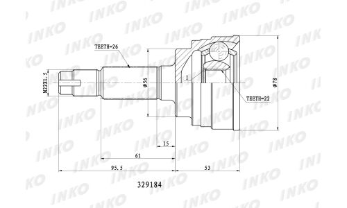 ШРУС INKO, внешний, арт. 329184