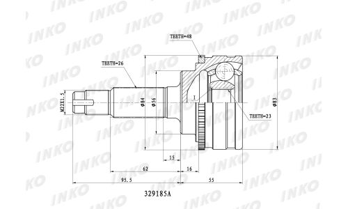 ШРУС INKO, внешний, арт. 329185A