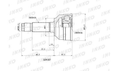 ШРУС INKO, внешний, арт. 329187