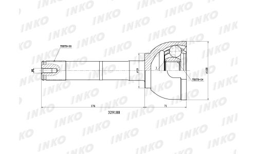 ШРУС INKO, внешний, арт. 329188