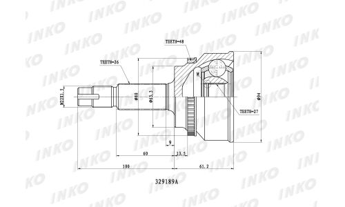 ШРУС INKO, внешний, арт. 329189A