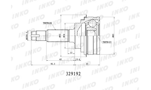 ШРУС INKO, внешний, арт. 329192