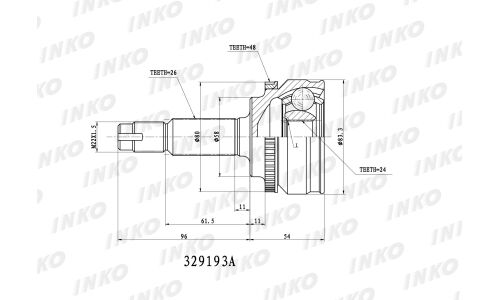 ШРУС INKO, внешний, арт. 329193A