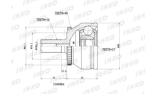 ШРУС INKO, внешний, арт. 330008A