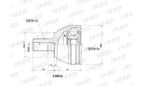 ШРУС INKO, внешний, арт. 330016