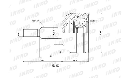 ШРУС INKO, внешний, арт. 331022
