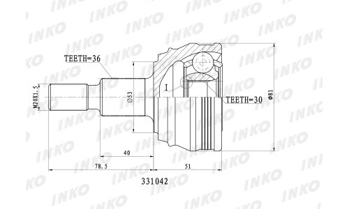 ШРУС INKO, внешний, арт. 331042