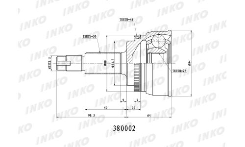 ШРУС INKO внешний, арт. 380002
