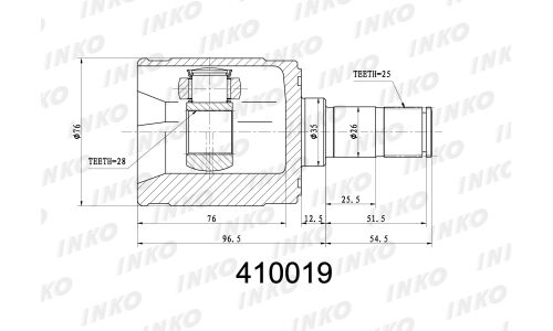 ШРУС INKO, внутренний, арт. 410019