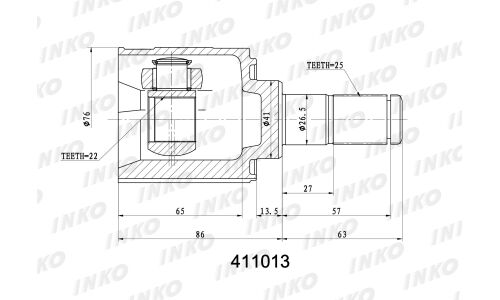 ШРУС INKO, внутренний, арт. 411013