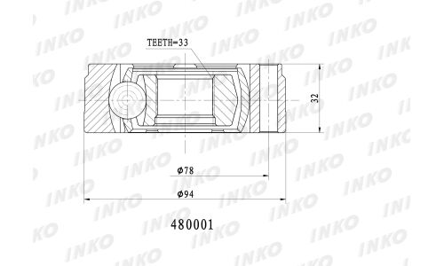 ШРУС INKO, внутренний, арт. 480001