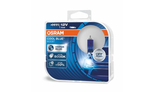 Лампа галогенная Osram Cool Blue Boost H4 (P43t, T16), 12В, 100/90Вт, 5000К, комплект 2 шт, арт. 62193CBB-HCB