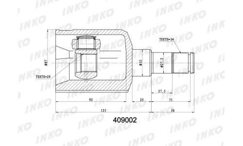 ШРУС INKO, внутренний, арт. 409002