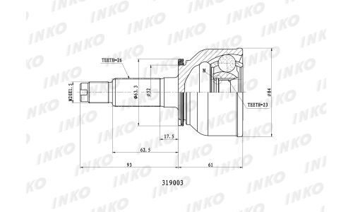 ШРУС INKO, внешний, арт. 319003