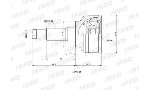 ШРУС INKO, внешний, арт. 319008