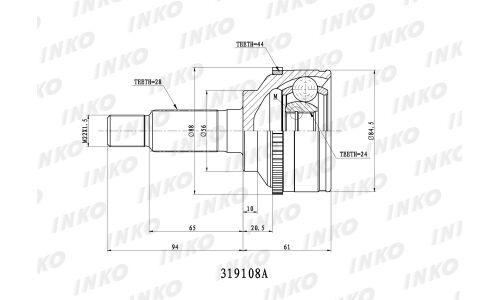 ШРУС INKO, внешний, арт. 319108A