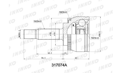ШРУС INKO, внешний, арт. 317074A