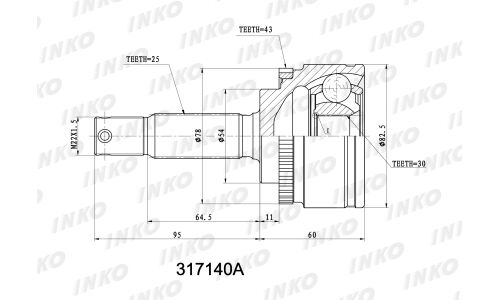 ШРУС INKO, внешний, арт. 317140A