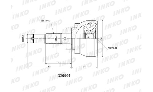 ШРУС INKO, внешний, арт. 320004