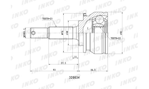 ШРУС INKO, внешний, арт. 320034