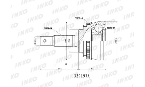 ШРУС INKO, внешний, арт. 329197A