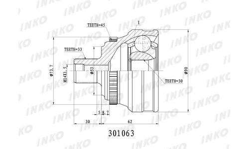 ШРУС INKO, внешний, арт. 301063