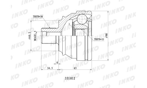 ШРУС INKO, внешний, арт. 331012