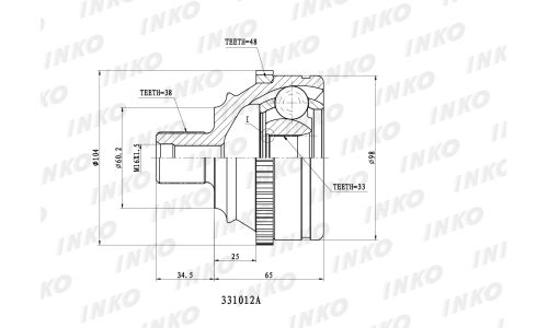 ШРУС внешний 38/33 ABS 48 | перед INKO, арт. 331012A