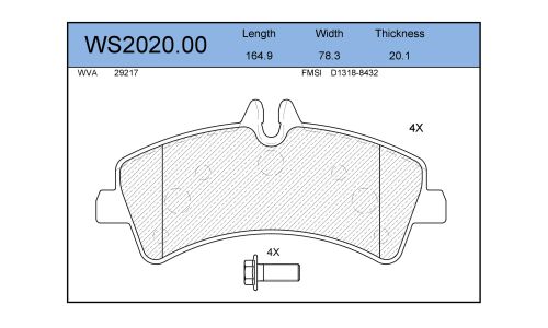Колодки тормозные Jeenice дисковые, арт. WS2020.00