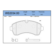 Колодки тормозные дисковые Jeenice, комплект на ось (4 шт), арт. WS2034.00