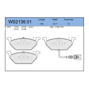 Колодки тормозные дисковые Jeenice, комплект на ось (4 шт), арт. WS2136.01