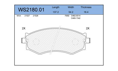 Колодки тормозные дисковые Jeenice, комплект на ось (4 шт), арт. WS2180.01