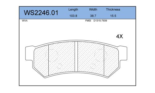 Колодки тормозные дисковые Jeenice, комплект на ось (4 шт), арт. WS2246.01