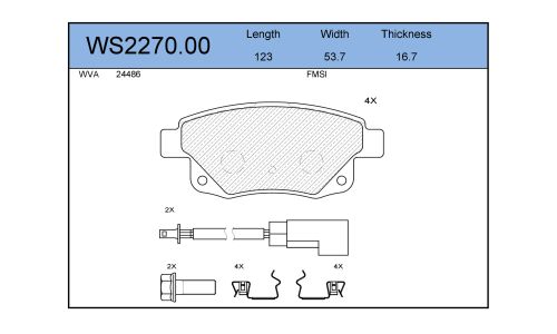 Колодки тормозные дисковые Jeenice, комплект на ось (4 шт), арт. WS2270.00