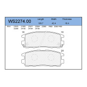 Колодки тормозные дисковые Jeenice, комплект на ось (4 шт), арт. WS2274.00