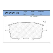 Колодки тормозные дисковые Jeenice, комплект на ось (4 шт), арт. WS2325.00