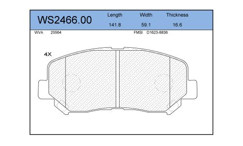 Колодки тормозные дисковые Jeenice, комплект на ось (4 шт), арт. WS2466.00