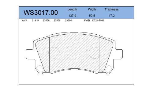 Колодки тормозные дисковые Jeenice, комплект на ось (4 шт), арт. WS3017.00