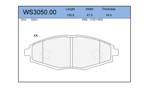 Колодки тормозные дисковые Jeenice, комплект на ось (4 шт), арт. WS3050.00