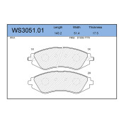 Колодки тормозные дисковые Jeenice, комплект на ось (4 шт), арт. WS3051.01