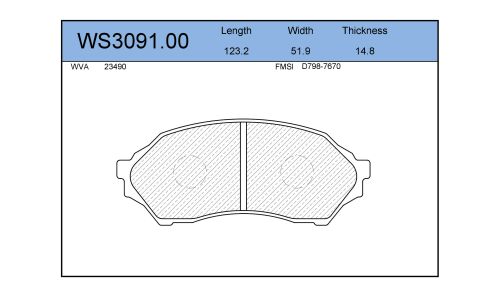 Колодки тормозные дисковые Jeenice, комплект на ось (4 шт), арт. WS3091.00