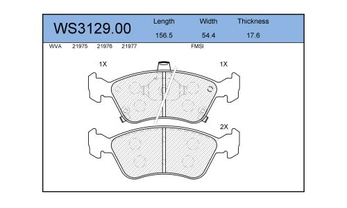 Колодки тормозные дисковые Jeenice, комплект на ось (4 шт), арт. WS3129.00