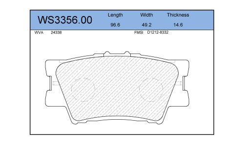 Колодки тормозные дисковые Jeenice, комплект на ось (4 шт), арт. WS3356.00