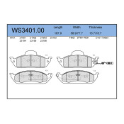 Колодки тормозные дисковые Jeenice, комплект на ось (4 шт), арт. WS3401.00