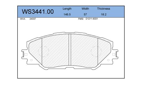 Колодки тормозные дисковые Jeenice, комплект на ось (4 шт), арт. WS3441.00