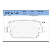 Колодки тормозные дисковые Jeenice, комплект на ось (4 шт), арт. WS4037.00