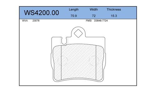Колодки тормозные дисковые Jeenice, комплект на ось (4 шт), арт. WS4200.00