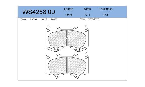 Колодки тормозные дисковые Jeenice, комплект на ось (4 шт), арт. WS4258.00