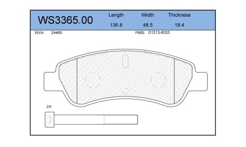 Колодки тормозные дисковые Jeenice, комплект на ось (4 шт), арт. WS3365.00